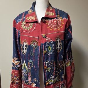 Minnies Closet Embroidered Women's Jacket - Red and Blue